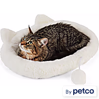 EveryYay Snooze Fest Ivory Cat Head Oval Snuggler Bed
