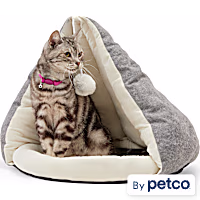 EveryYay Snooze Fest Grey Play Cave Cat Bed With Toy