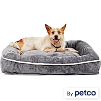 EveryYay Essentials Snooze Fest Grey Rectangle Lounger Dog Bed With Orthopedic Fill
