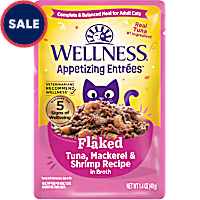 Wellness Appetizing Entrees Flaked Tuna, Mackerel, Shrimp Recipe in Broth Natural Wet Cat Food