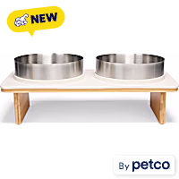 EveryYay Elevated Double Diner Dog Bowls and Silicone Mat Set