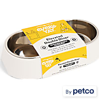 EveryYay Elevated Plastic Double Diner with Stainless Steel Dog Bowls