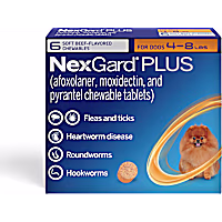 NexGard Plus Flea and Tick Protection Plus Heartworm Disease Preventive for Dogs 4 - 8 lbs. (Orange)