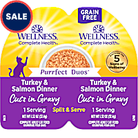 Wellness Complete Health Purrfect Duos Cuts in Gravy Turkey & Salmon Dinner Cat Food
