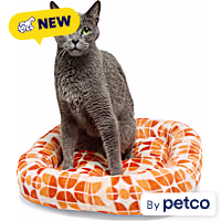 EveryYay Orange Patterned Rectangle Lounger Cat Bed