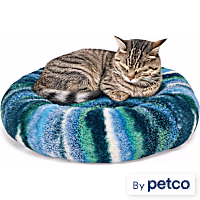 EveryYay Round Bolster Striped Cat Bed
