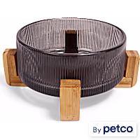 EveryYay Elevated Glass Dog Bowl and Bamboo Stand