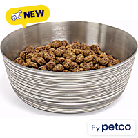 EveryYay Black & White Striped Stainless Steel Dog Bowl