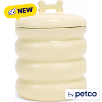 EveryYay Ceramic Cream Paw Print Treat Jar for Dogs