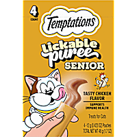 Temptations Creamy Puree Senior Lickable Tasty Chicken Flavor Cat Treats