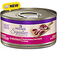 Wellness CORE Grain Free Duck & Turkey Liver Signature Selects Shredded Adult Wet Cat Food