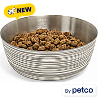 EveryYay Black & White Striped Stainless Steel Dog Bowl