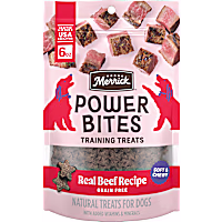 Merrick Power Bites Grain Free Snack with Real Beef Recipe Natural Soft and Chewy Real Meat Dog Treats