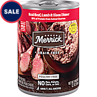 Merrick Real Grain Free Beef, Lamb + Bison Dinner Canned Dog Food