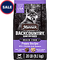 Merrick Backcountry Grain Free Kibble with Freeze Dried Raw Pieces, Chicken Recipe Dry Puppy Dog Food