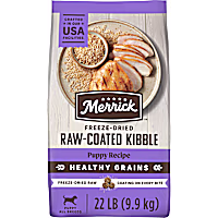Merrick Healthy Grains Chicken and Brown Rice Freeze Dried Raw Coated Kibble, Natural High Protein Puppy Food