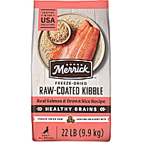Merrick Healthy Grains Salmon and Brown Rice Freeze Dried Raw Coated Kibble, Natural High Protein Dog Food