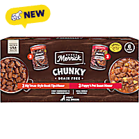 Merrick Chunky Grain Free with Big Texas Steak Tips Dinner and Pappy's Pot Roast Premium Canned Dog Food Variety Pack