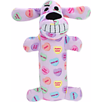 Multipet International Conversation Heart Pattern with Loofa Dog Pastel Pink Dog Toy