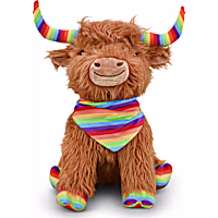 Multipet International Lamb Chop Jumbo Highland Cow Rainbow Dog Toy