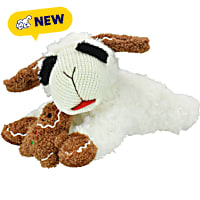 Multipet International Holiday Lamb Chop Holding a Gingerbread Cookie 10.5" Dog Toy