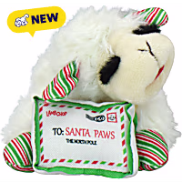 Multipet International Holiday Lamb Chop Letter to Santa Paws 6" Dog Toy