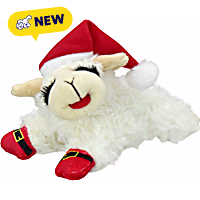 Multipet International Holiday Lamb Chop with Santa Hat and Buckles 6" Dog Toy