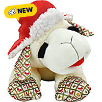 Multipet International Holiday Lamb Chop with Trapper Hat Jumbo Dog Toy