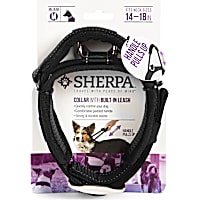 Sherpa Black Dog Collar with Built in Leash