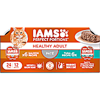 IAMS Perfect Portions Healthy Adult Grain Free Chicken and Tuna Recipe Wet Cat Food Pate Variety Pack