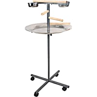 A&E Cage Company Platinum Round Playstand with Wooden Steps