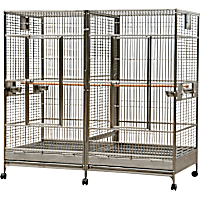 A&E Cage Company X-Large Double Macaw Cage with Divider in Stainless Steel