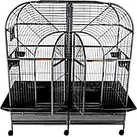 A&E Cage Company Double Macaw Cage with Removable Divider in Black