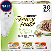 Fancy Feast Grain Free Poultry and Beef Feast Classic Collection Pate Wet Cat Food Variety Pack