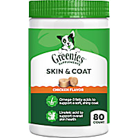 Greenies Dog Skin and Coat Supplement Soft Chews with Fish Oil & Chicken Flavor