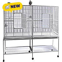 A&E Cage Company 64" x 21" Platinum Double Flight Cage with Divider
