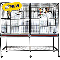A&E Cage Company 64" x 21" Black Double Flight Cage with Divider