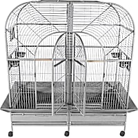 A&E Cage Company Double Macaw Cage with Removable Divider in Stainless Steel