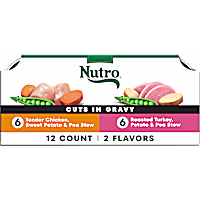 Nutro Adult Natural Grain Free Cuts in Gravy Chicken and Turkey Wet Dog Food Variety Pack