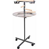 A&E Cage Company Platinum Round Playstand with Wooden Steps