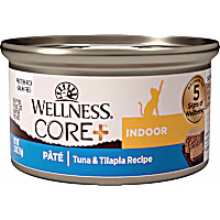 Wellness CORE+ Indoor Natural Grain Free Tuna & Tilapia Pate Canned Wet Cat Food
