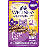 Wellness Appetizing Entrees Natural, Protein-Rich, Grain Free, Tuna & Cod Recipe Flaked Adult Wet Cat Food