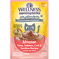 Wellness Appetizing Entrees Tuna, Salmon, Cod & Sardine Recipe Age Advantage Mousse Wet Cat Food