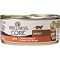 Wellness CORE Chicken, Turkey & Chicken Liver Natural, Protein-Rich, Grain Free Pate Adult Wet Cat Food