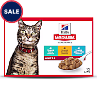 Hill's Science Diet Adult Tender Dinner Chicken, Tuna and Ocean Fish Canned Wet Cat Food Variety Pack