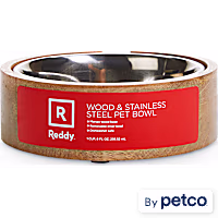 Reddy Stainless-Steel with Mango Wood Base Dog Bowl