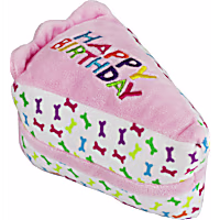 Multipet Pink Happy Birthday Cake Slice Plush Dog Toy