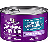 Stella & Chewy's Carnivore Cravings Savory Shreds Wild-Caught Tuna & Mackerel Recipe Wet Cat Food