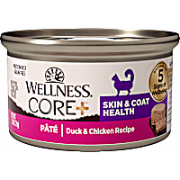 Wellness CORE+ Skin & Coat Natural Grain Free Duck & Chicken Pate Canned Wet Cat Food