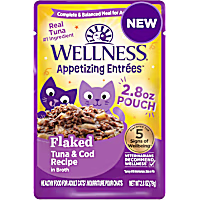 Wellness Appetizing Entrees Natural, Protein-Rich, Grain Free, Tuna & Cod Recipe Flaked Adult Wet Cat Food